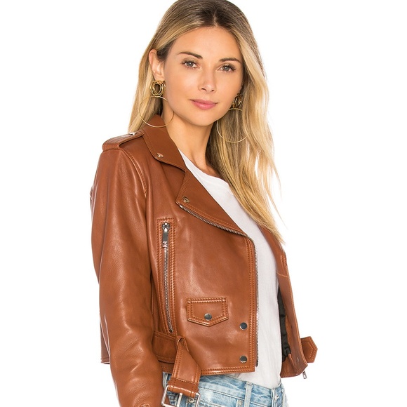 LTH JKT Mya Cropped Biker Cognac Brown Jacket NWT - Picture 2 of 10